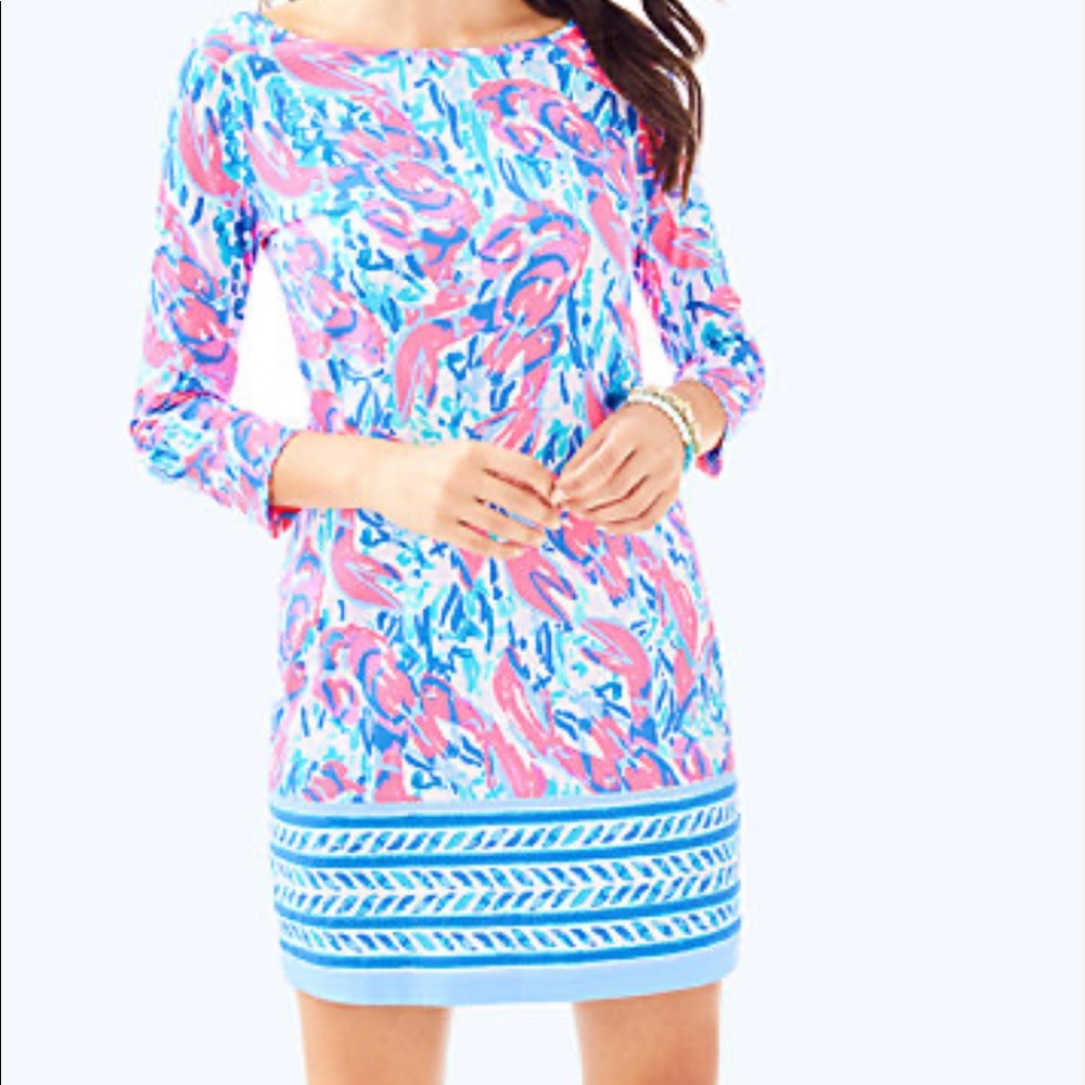 Lilly Pulitzer Marlowe Boatneck Dress in Cosmic Coral Cracked Up Lobster Size L